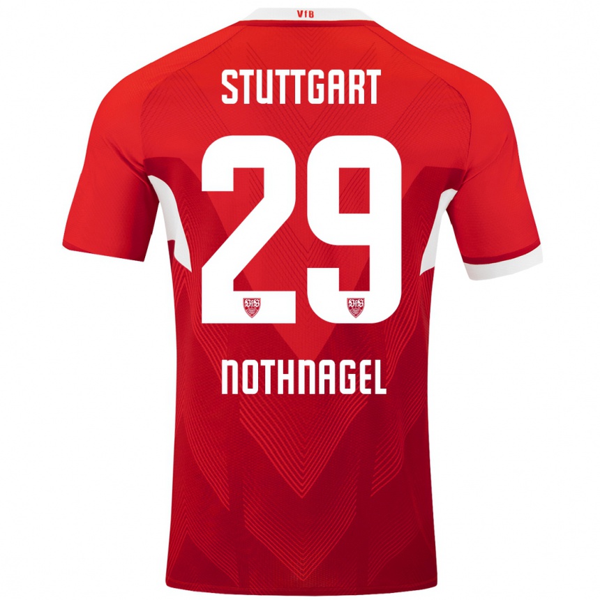 Niño Fútbol Camiseta Dominik Nothnagel #29 Rojo Blanco 2ª Equipación 2024/25 Argentina