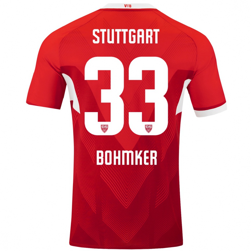 Niño Fútbol Camiseta Finn Böhmker #33 Rojo Blanco 2ª Equipación 2024/25 Argentina