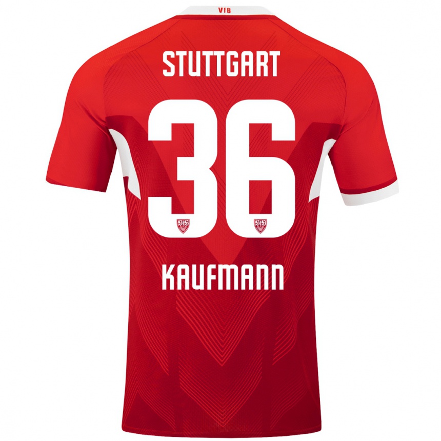 Niño Fútbol Camiseta Tino Kaufmann #36 Rojo Blanco 2ª Equipación 2024/25 Argentina