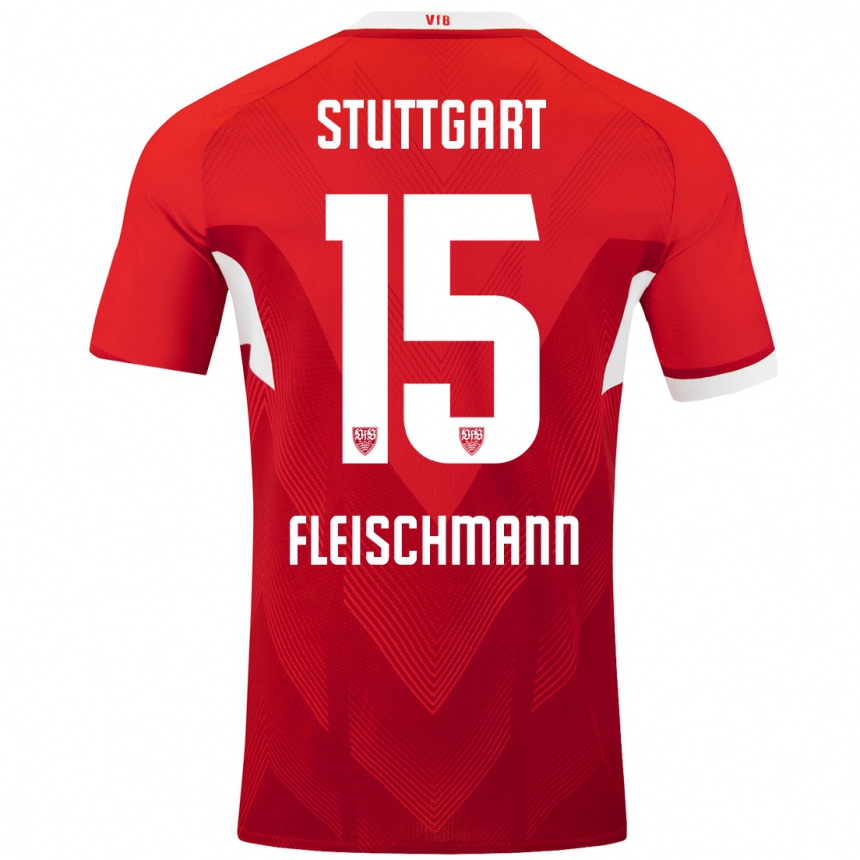 Niño Fútbol Camiseta Svea Fleischmann #15 Rojo Blanco 2ª Equipación 2024/25 Argentina