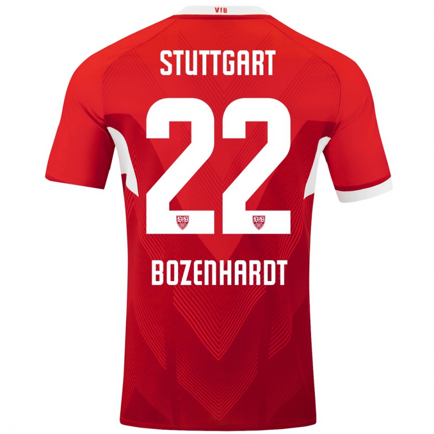 Niño Fútbol Camiseta Laura Bozenhardt #22 Rojo Blanco 2ª Equipación 2024/25 Argentina