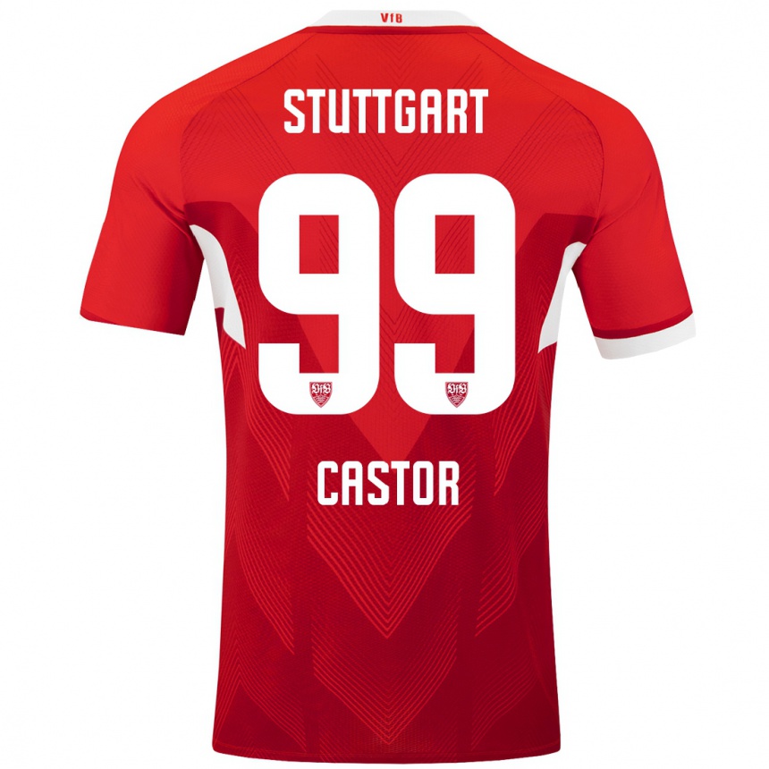 Niño Fútbol Camiseta Gillian Castor #99 Rojo Blanco 2ª Equipación 2024/25 Argentina