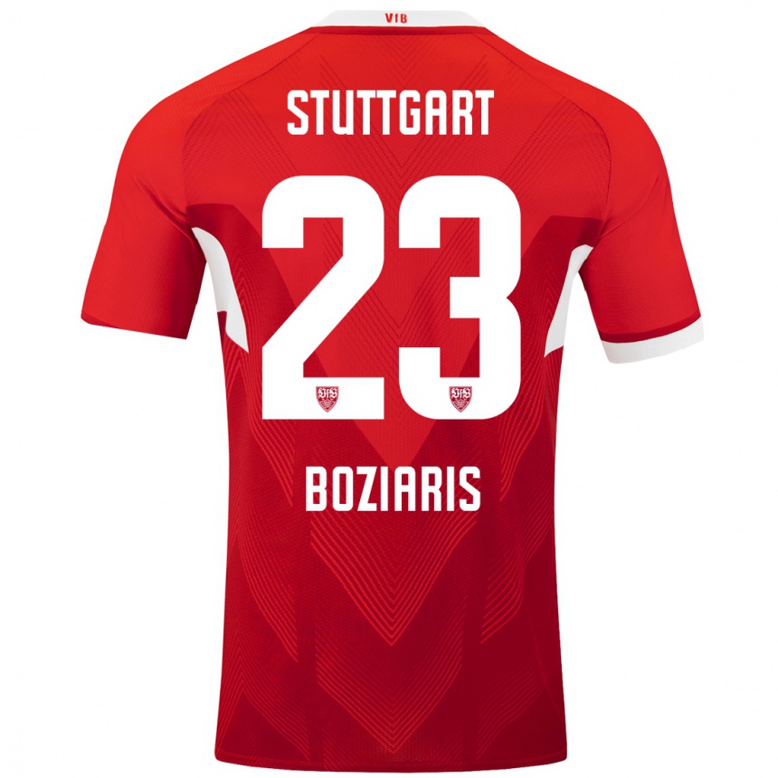 Niño Fútbol Camiseta Giannis Boziaris #23 Rojo Blanco 2ª Equipación 2024/25 Argentina