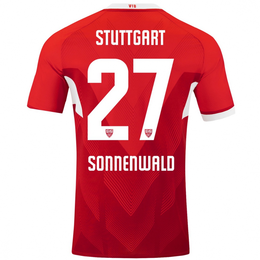 Niño Fútbol Camiseta Lukas Sonnenwald #27 Rojo Blanco 2ª Equipación 2024/25 Argentina