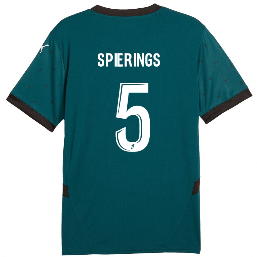 Niño Fútbol Camiseta Stijn Spierings #5 Verde Oscuro 2ª Equipación 2024/25 Argentina