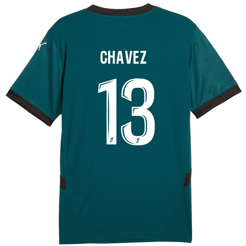 Niño Fútbol Camiseta Jhoanner Chávez #13 Verde Oscuro 2ª Equipación 2024/25 Argentina