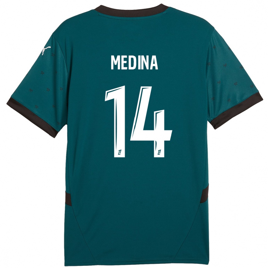 Niño Fútbol Camiseta Facundo Medina #14 Verde Oscuro 2ª Equipación 2024/25 Argentina