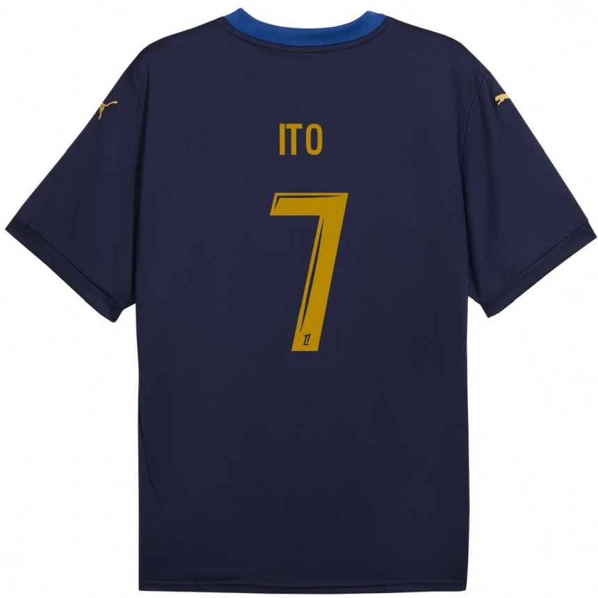 Niño Fútbol Camiseta Junya Ito #7 Azul Marino Dorado 2ª Equipación 2024/25 Argentina