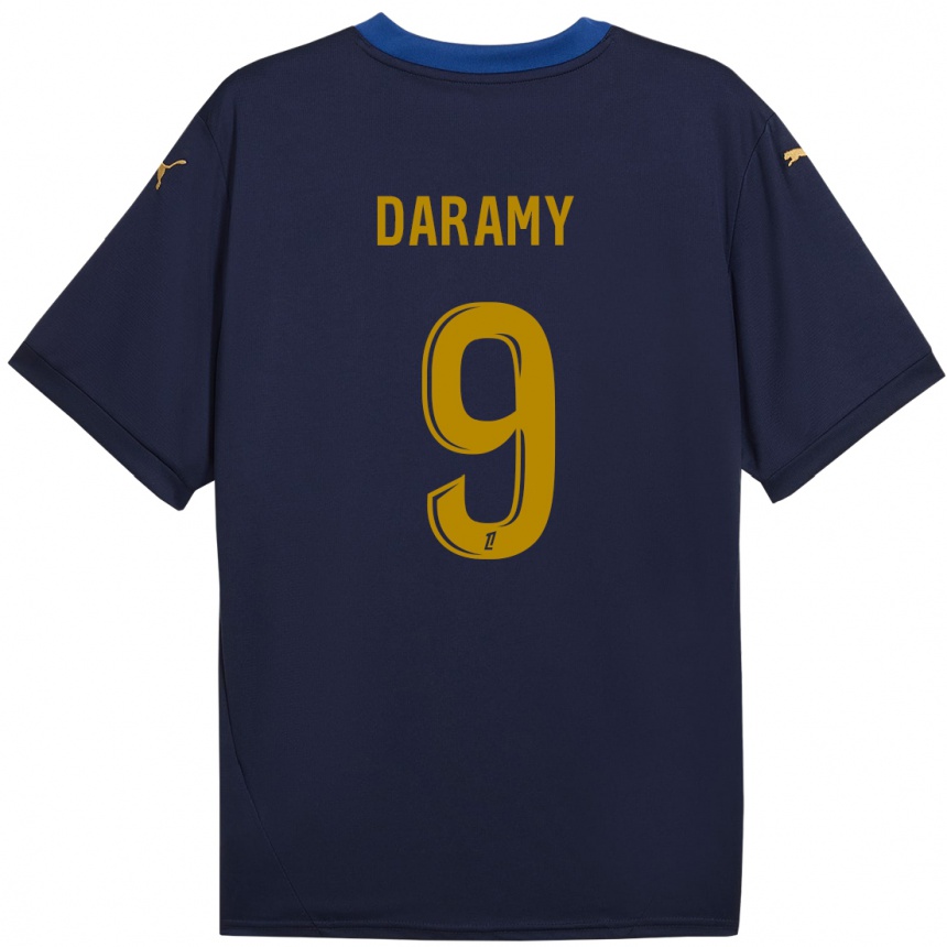 Niño Fútbol Camiseta Mohamed Daramy #9 Azul Marino Dorado 2ª Equipación 2024/25 Argentina