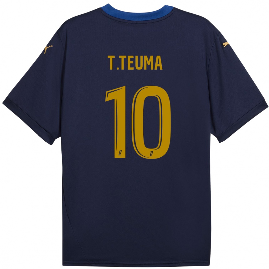 Niño Fútbol Camiseta Teddy Teuma #10 Azul Marino Dorado 2ª Equipación 2024/25 Argentina