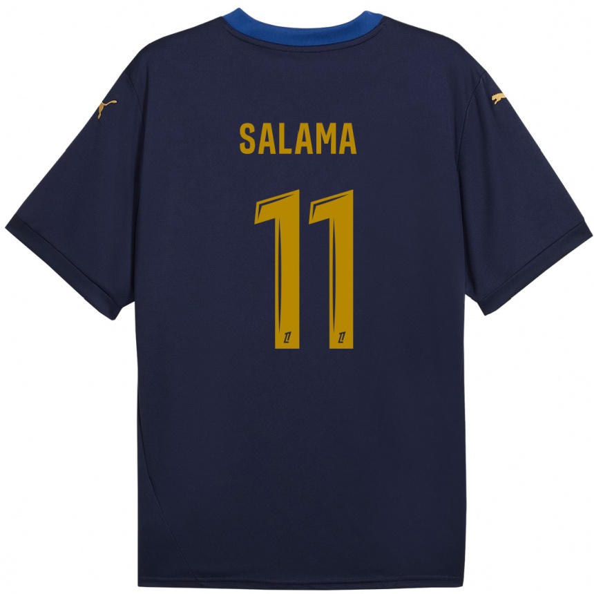 Niño Fútbol Camiseta Amine Salama #11 Azul Marino Dorado 2ª Equipación 2024/25 Argentina