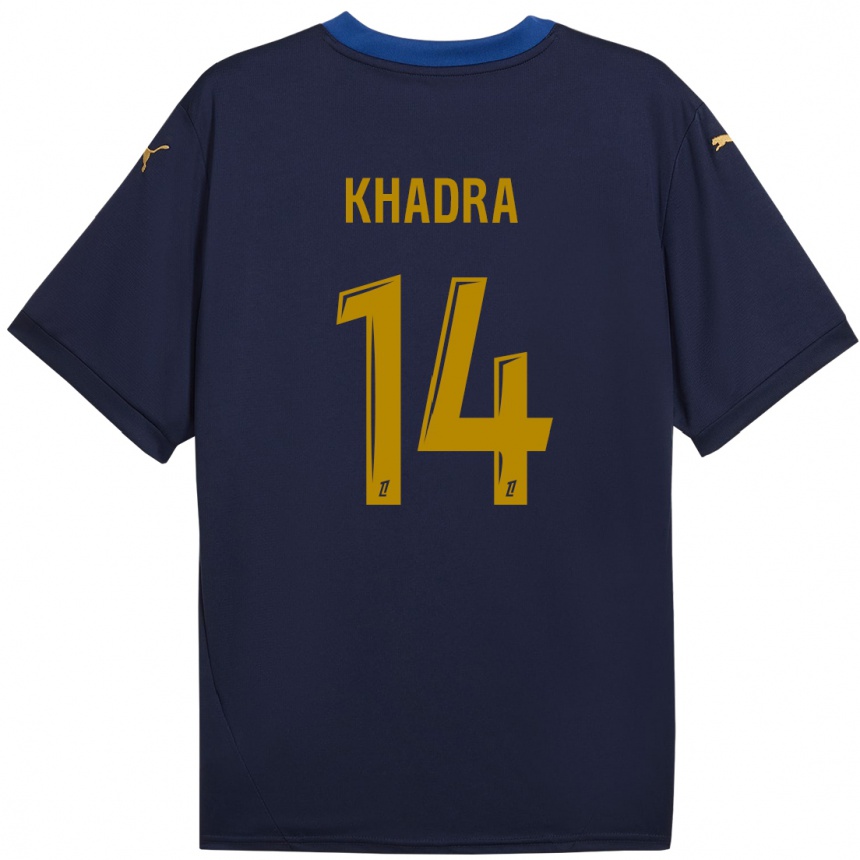 Niño Fútbol Camiseta Reda Khadra #14 Azul Marino Dorado 2ª Equipación 2024/25 Argentina