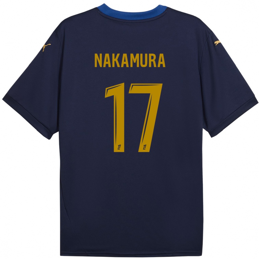 Niño Fútbol Camiseta Keito Nakamura #17 Azul Marino Dorado 2ª Equipación 2024/25 Argentina