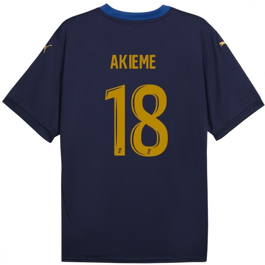 Niño Fútbol Camiseta Sergio Akieme #18 Azul Marino Dorado 2ª Equipación 2024/25 Argentina