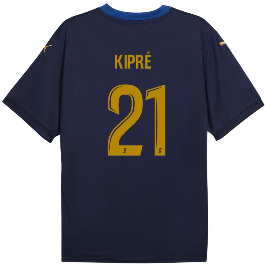 Niño Fútbol Camiseta Cédric Kipré #21 Azul Marino Dorado 2ª Equipación 2024/25 Argentina