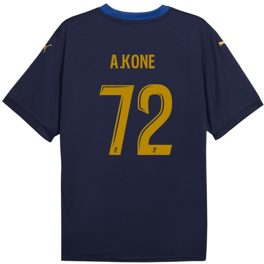 Niño Fútbol Camiseta Amadou Koné #72 Azul Marino Dorado 2ª Equipación 2024/25 Argentina