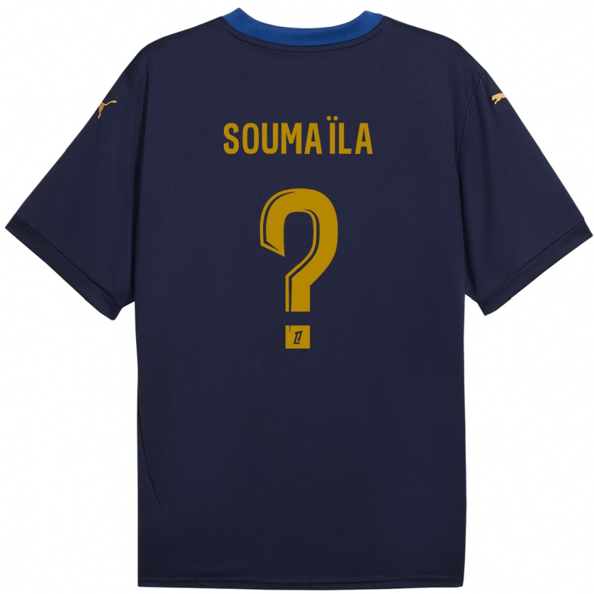 Niño Fútbol Camiseta Soumaïla Sylla #0 Azul Marino Dorado 2ª Equipación 2024/25 Argentina