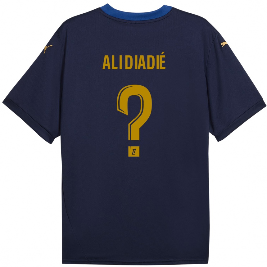 Niño Fútbol Camiseta Mohamed Ali Diadié #0 Azul Marino Dorado 2ª Equipación 2024/25 Argentina