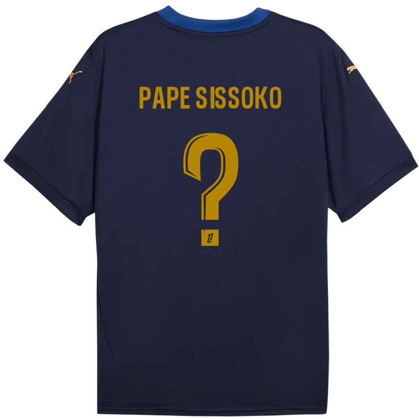 Niño Fútbol Camiseta Niama Pape Sissoko #0 Azul Marino Dorado 2ª Equipación 2024/25 Argentina