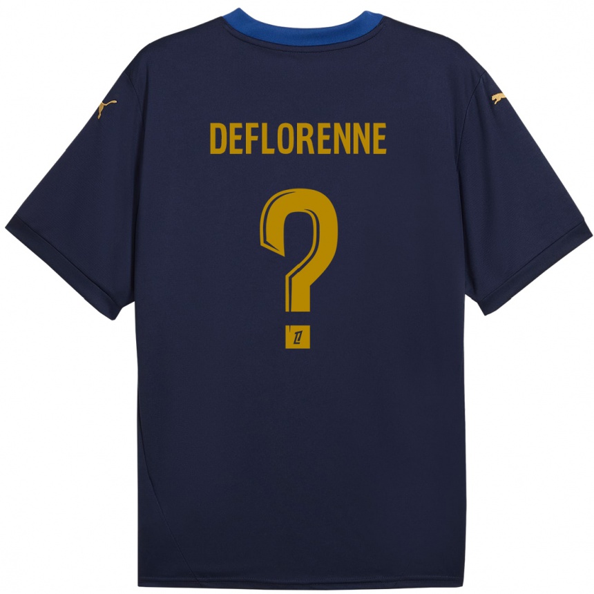 Niño Fútbol Camiseta Théo Deflorenne #0 Azul Marino Dorado 2ª Equipación 2024/25 Argentina