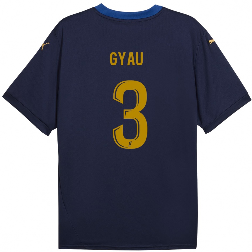 Niño Fútbol Camiseta Mia Gyau #3 Azul Marino Dorado 2ª Equipación 2024/25 Argentina