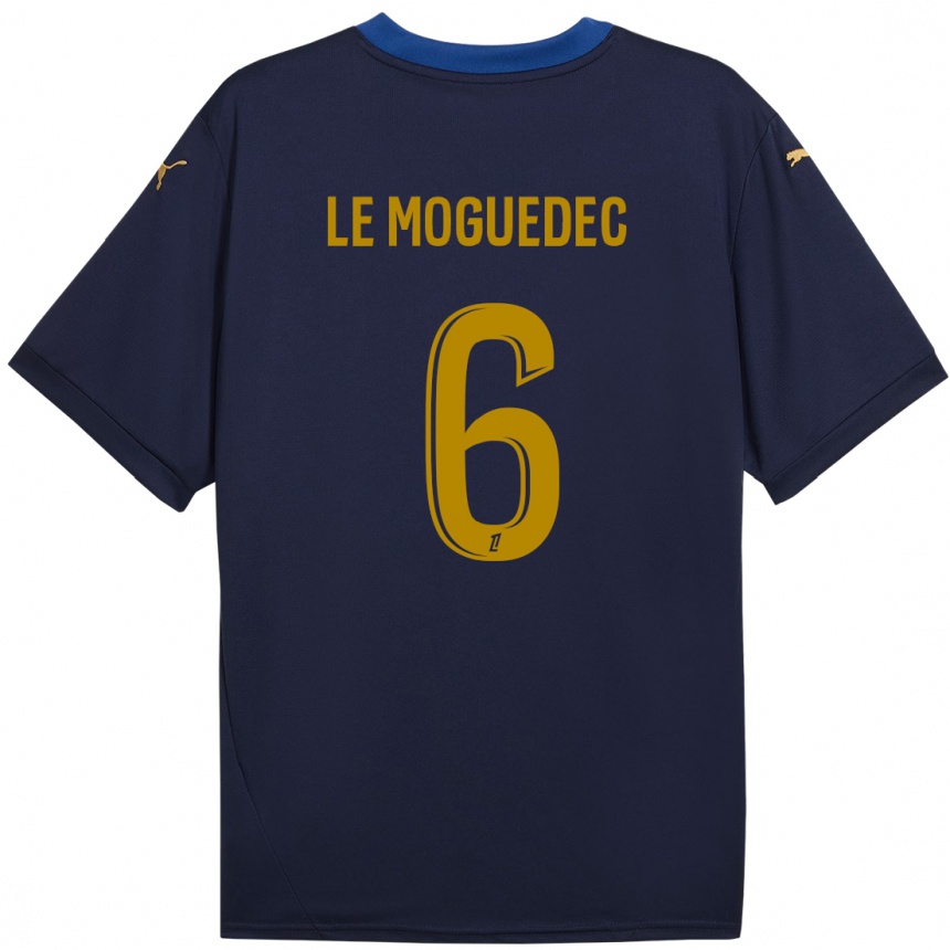 Niño Fútbol Camiseta Anaële Le Moguédec #6 Azul Marino Dorado 2ª Equipación 2024/25 Argentina