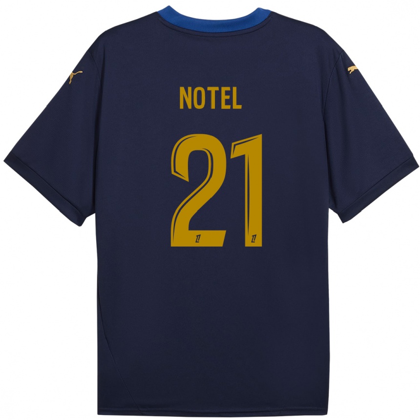 Niño Fútbol Camiseta Lea Notel #21 Azul Marino Dorado 2ª Equipación 2024/25 Argentina