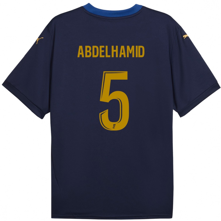 Niño Fútbol Camiseta Yunis Abdelhamid #5 Azul Marino Dorado 2ª Equipación 2024/25 Argentina