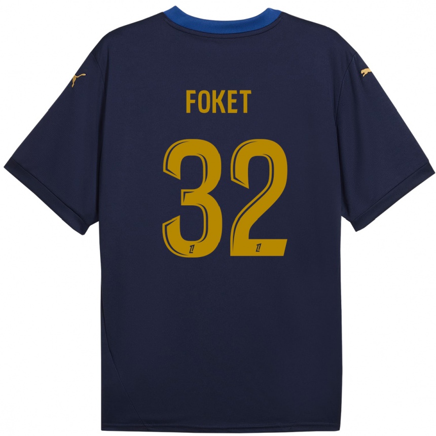 Niño Fútbol Camiseta Thomas Foket #32 Azul Marino Dorado 2ª Equipación 2024/25 Argentina