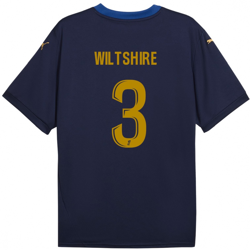 Niño Fútbol Camiseta Tiernny Wiltshire #3 Azul Marino Dorado 2ª Equipación 2024/25 Argentina