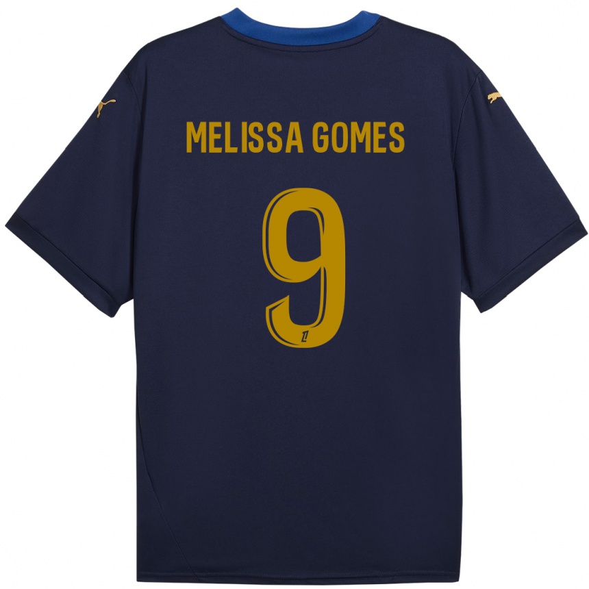 Niño Fútbol Camiseta Melissa Ferreira Gomes #9 Azul Marino Dorado 2ª Equipación 2024/25 Argentina