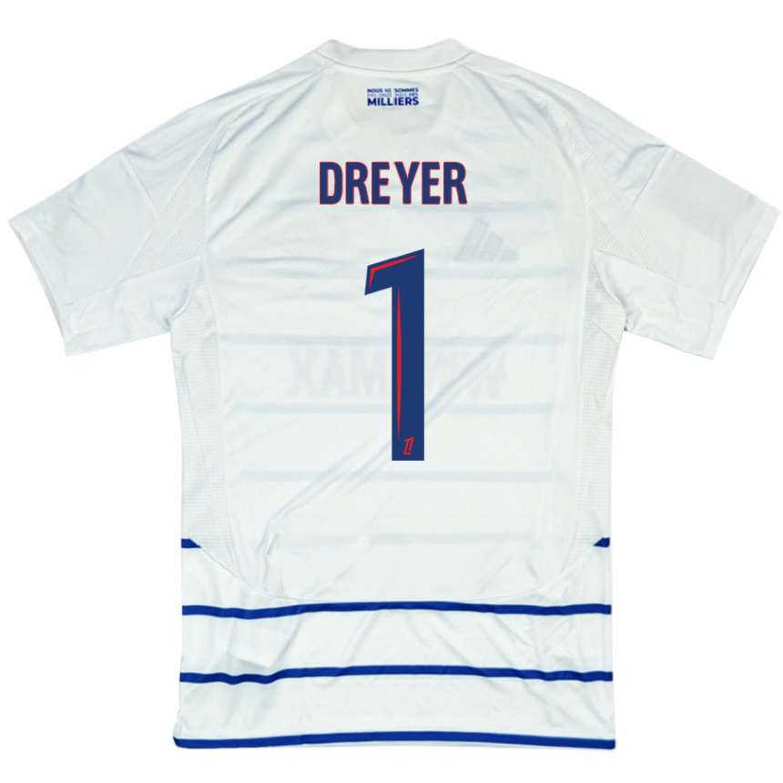 Niño Fútbol Camiseta Matthieu Dreyer #1 Blanco Azul 2ª Equipación 2024/25 Argentina