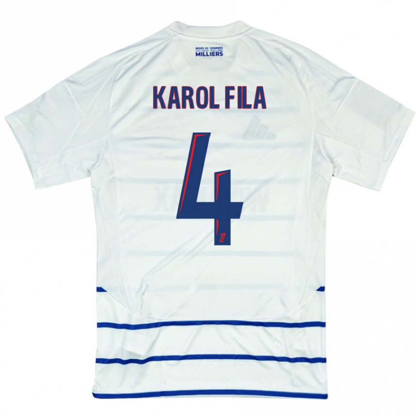 Niño Fútbol Camiseta Karol Fila #4 Blanco Azul 2ª Equipación 2024/25 Argentina