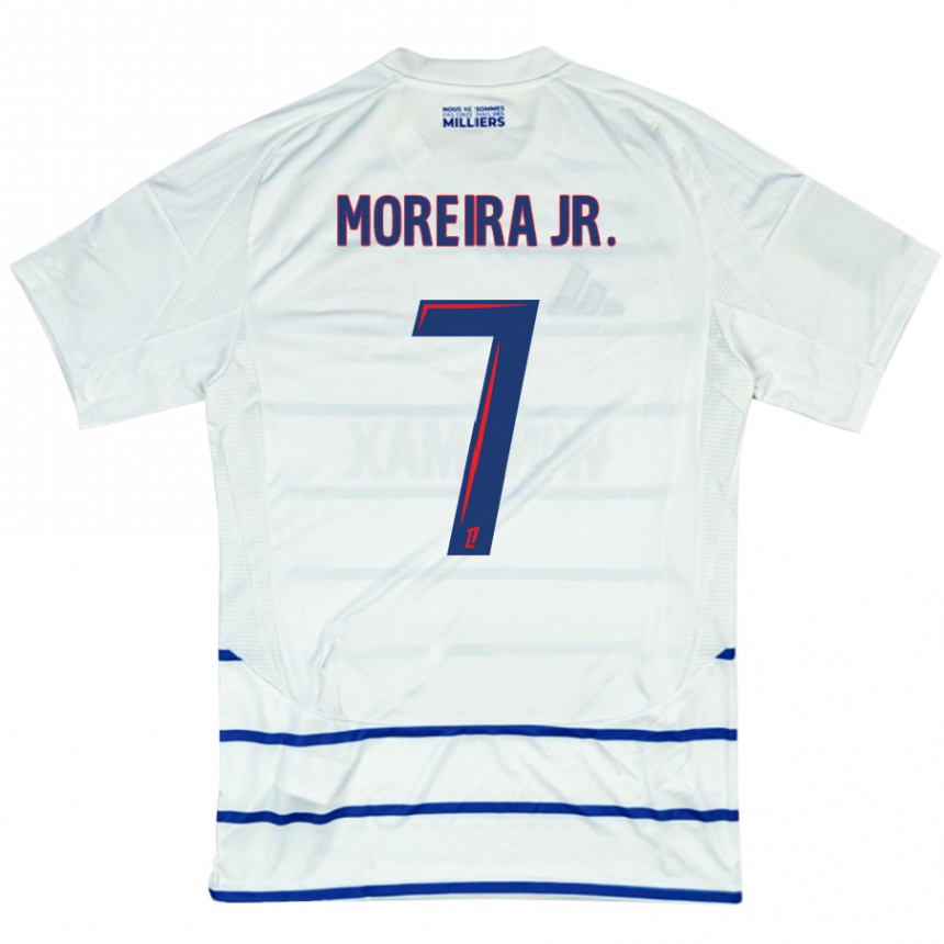 Niño Fútbol Camiseta Diego Moreira #7 Blanco Azul 2ª Equipación 2024/25 Argentina