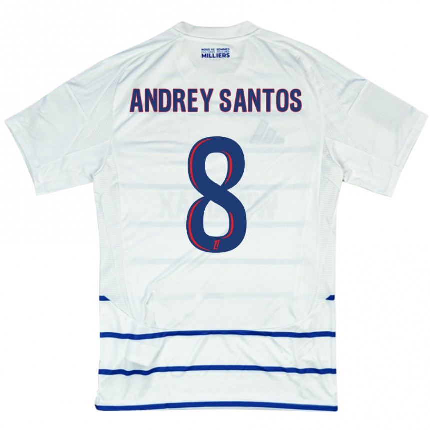 Niño Fútbol Camiseta Andrey Santos #8 Blanco Azul 2ª Equipación 2024/25 Argentina