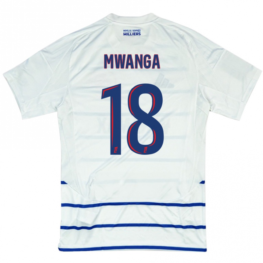 Niño Fútbol Camiseta Junior Mwanga #18 Blanco Azul 2ª Equipación 2024/25 Argentina