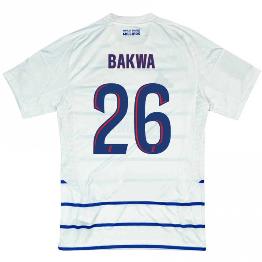 Niño Fútbol Camiseta Dilane Bakwa #26 Blanco Azul 2ª Equipación 2024/25 Argentina