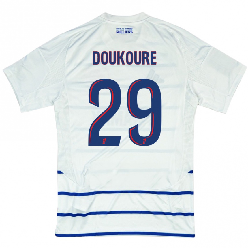 Niño Fútbol Camiseta Ismaël Doukouré #29 Blanco Azul 2ª Equipación 2024/25 Argentina