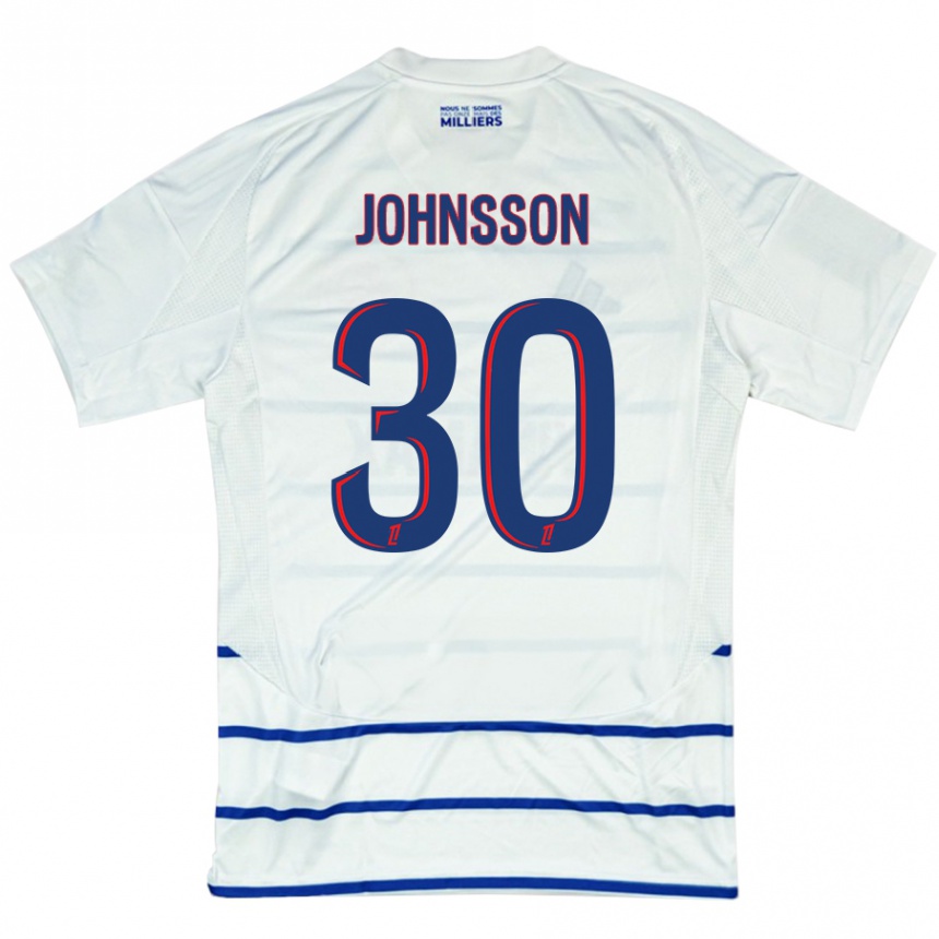 Niño Fútbol Camiseta Karl-Johan Johnsson #30 Blanco Azul 2ª Equipación 2024/25 Argentina