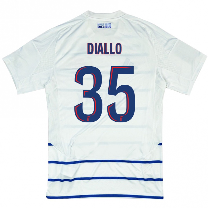 Niño Fútbol Camiseta Tidiane Diallo #35 Blanco Azul 2ª Equipación 2024/25 Argentina