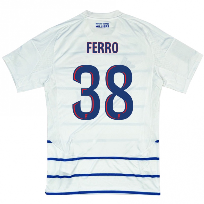 Niño Fútbol Camiseta Nolan Ferro #38 Blanco Azul 2ª Equipación 2024/25 Argentina