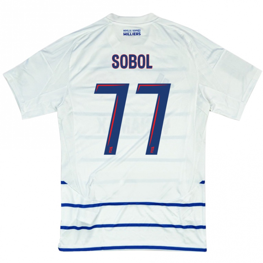 Niño Fútbol Camiseta Eduard Sobol #77 Blanco Azul 2ª Equipación 2024/25 Argentina