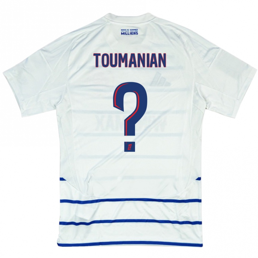 Niño Fútbol Camiseta Anthony Toumanian #0 Blanco Azul 2ª Equipación 2024/25 Argentina