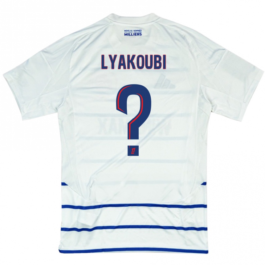 Niño Fútbol Camiseta Oussama Lyakoubi #0 Blanco Azul 2ª Equipación 2024/25 Argentina