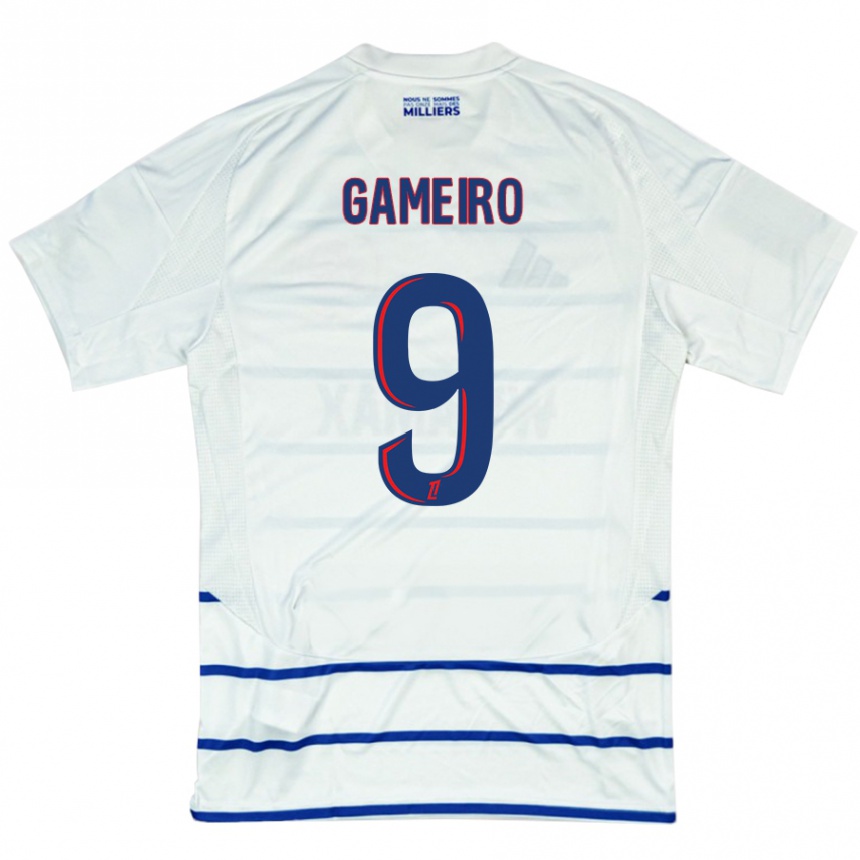 Niño Fútbol Camiseta Kévin Gameiro #9 Blanco Azul 2ª Equipación 2024/25 Argentina