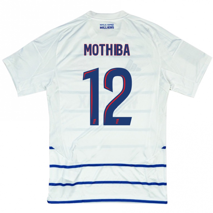 Niño Fútbol Camiseta Lebo Mothiba #12 Blanco Azul 2ª Equipación 2024/25 Argentina