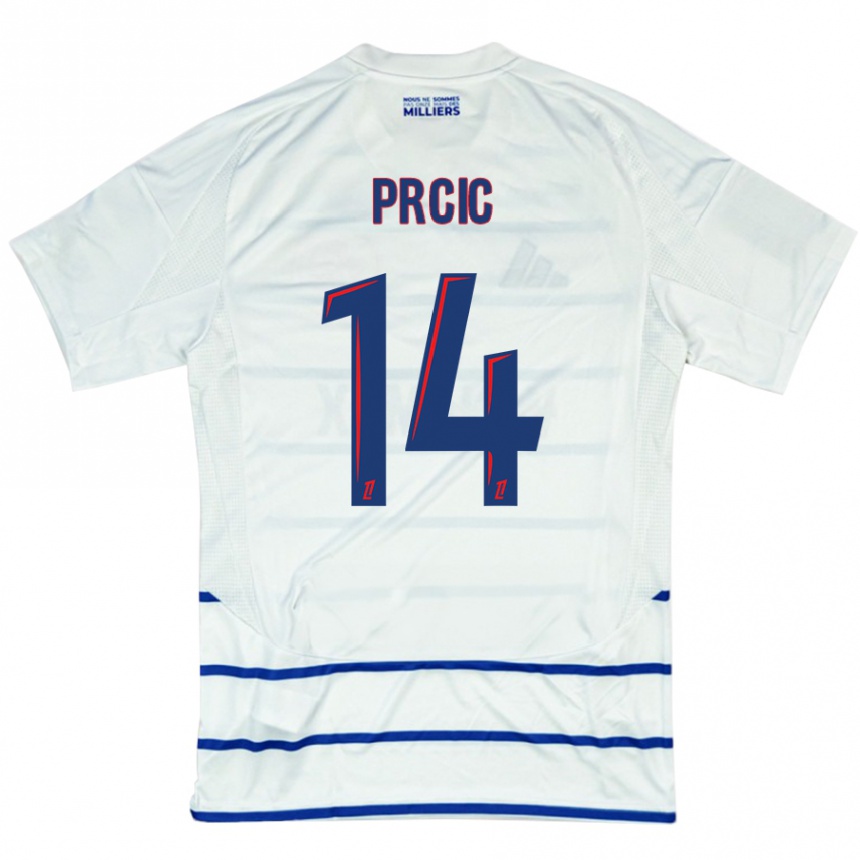 Niño Fútbol Camiseta Sanjin Prcic #14 Blanco Azul 2ª Equipación 2024/25 Argentina