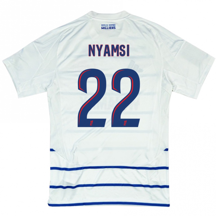 Niño Fútbol Camiseta Gerzino Nyamsi #22 Blanco Azul 2ª Equipación 2024/25 Argentina