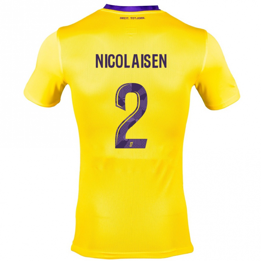 Niño Fútbol Camiseta Rasmus Nicolaisen #2 Amarillo Morado 2ª Equipación 2024/25 Argentina