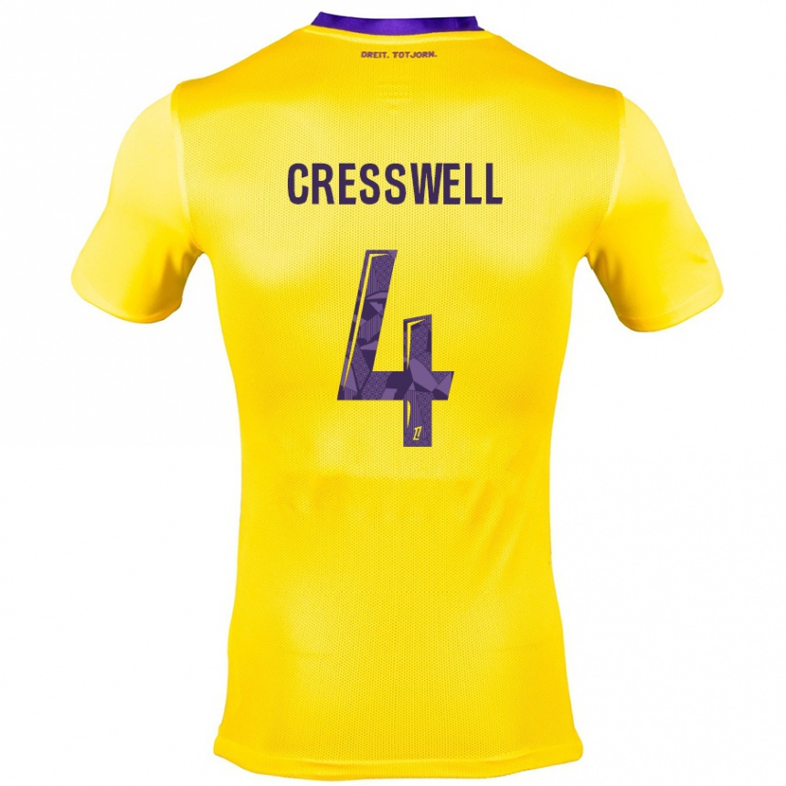 Niño Fútbol Camiseta Charlie Cresswell #4 Amarillo Morado 2ª Equipación 2024/25 Argentina